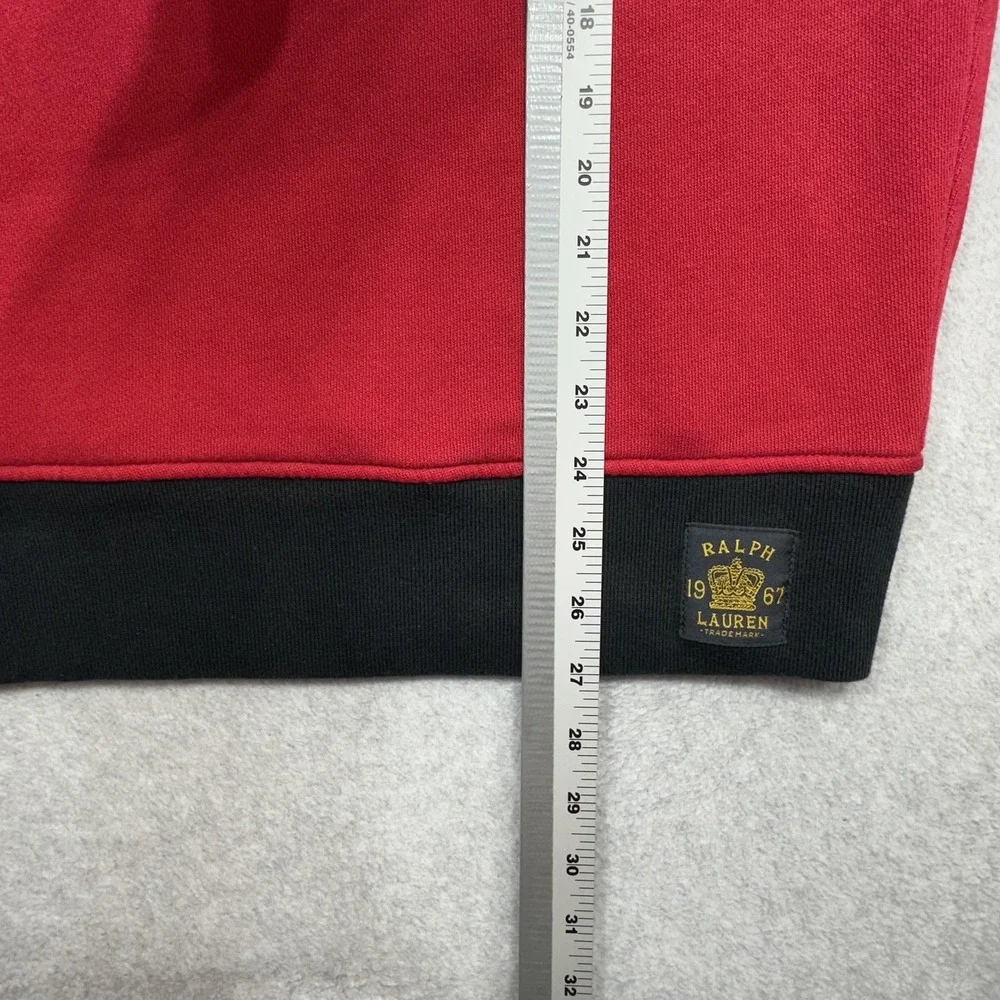 Vintage Polo Ralph Lauren Sweatshirt Medium Red Black Quilted 1/2 Zip Union Jack